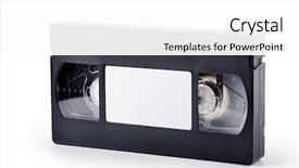  Presentation with tape recorder - Slides featuring tape recorder - videotape on a white background background and a white colored foreground