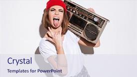  Presentation with tape recorder - Slide set consisting of tape recorder and make rock background and a sky blue colored foreground