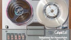  Presentation with recording - Slide set having tape recording - music system background and a gray colored foreground