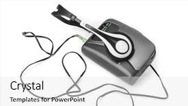  Presentation with cassette - Audience pleasing PPT theme consisting of tape recording - old cassette player and headphones backdrop and a white colored foreground