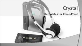  Presentation with cassette - Presentation consisting of tape recording - old cassette player and headphones background and a light gray colored foreground