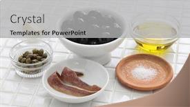  Presentation with olive - Colorful slide deck enhanced with tapenade-ingredients-french-black-olive backdrop and a light gray colored foreground