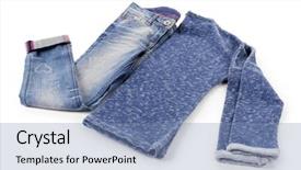  Presentation with of blue jeans denim - PPT layouts enhanced with tapered - blue jeans with pullover isolated background and a  colored foreground