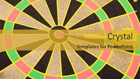  Presentation with moving target - PPT theme featuring tapered - target and dart closeup isolated background and a gold colored foreground