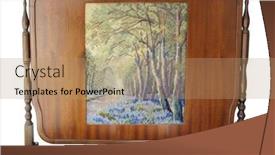  Presentation with tapestry - Beautiful presentation theme featuring tapestry panel in wood frame isolated with clipping path backdrop and a coral colored foreground