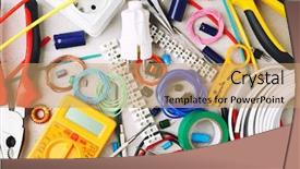  Presentation with electrical - Presentation theme enhanced with taping device - different electrical tools on light background and a coral colored foreground