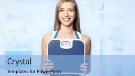  Presentation with loss - Beautiful PPT layouts featuring taping device - weight loss concept young woman backdrop and a light blue colored foreground