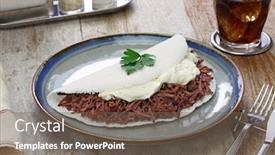  Presentation with tapioca - Slide deck enhanced with tapioca-crepe-carne-seca-brazillian background and a violet colored foreground