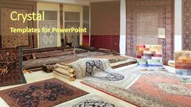  Presentation with exhibition - Presentation design featuring tapistry - arabic carpet shop exhibition colorful background and a coral colored foreground