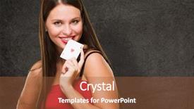  Presentation with happy young student girl holding - Theme enhanced with tapistry - happy young woman holding poker background and a tawny brown colored foreground