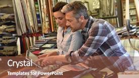  Presentation with toxicologie toxicology urine sample - Theme with tapistry - people in upholstery shop choosing background and a tawny brown colored foreground