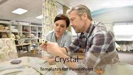  Presentation with tapestry - Cool new presentation theme with tapistry - people working in tapestry workshop backdrop and a coral colored foreground