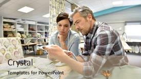  Presentation with tapestry - PPT theme consisting of tapistry - people working in tapestry workshop background and a coral colored foreground