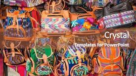  Presentation with bag - PPT theme featuring tapistry - traditional colorful handmade bag background and a red colored foreground