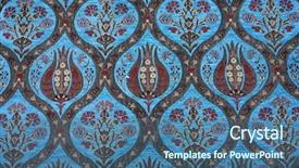 Presentation with turkish - Slide set consisting of tapistry - traditional turkish carpet floral tulips background and a ocean colored foreground