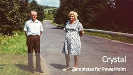  Presentation with 1970s - Colorful theme enhanced with couple on tar road early backdrop and a gray colored foreground
