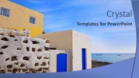  Presentation with beach - PPT theme featuring taralejo-beach-fuerteventura-at-canary background and a light blue colored foreground
