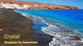  Presentation with beach - Presentation theme consisting of taralejo-beach-fuerteventura-at-canary background and a tawny brown colored foreground
