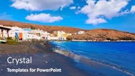  Presentation with beach - Presentation featuring taralejo-beach-fuerteventura-at-canary background and a ocean colored foreground
