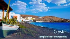  Presentation with beach - Slide set featuring taralejo-beach-fuerteventura-at-canary background and a ocean colored foreground