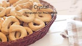  Presentation with religious bread and wine holy - PPT theme consisting of tarallini bread sticks on kitchen table background and a coral colored foreground