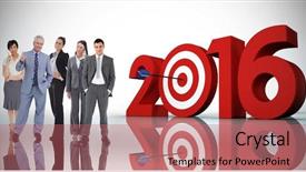  Presentation with 3d white people pushing - Slide set featuring target 2016 - business people against white background background and a  colored foreground