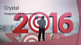  Presentation with room - Cool new slide set with target 2016 - businessman standing against room backdrop and a coral colored foreground
