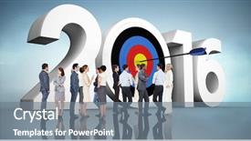  Presentation with purple business - PPT theme having target 2016 - many business people standing background and a gray colored foreground