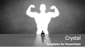  Presentation with standing strong - Presentation theme having target animation - businessman standing and dreaming background and a  colored foreground
