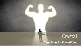  Presentation with standing strong - Cool new slide deck with target animation - businessman standing and dreaming backdrop and a gray colored foreground