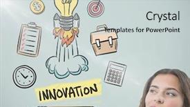  Presentation with animation - Presentation theme having target animation - digital composite of woman looking background and a  colored foreground