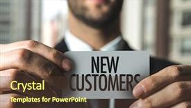  Presentation with customers - PPT layouts consisting of target audience - new customers background and a tawny brown colored foreground