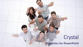  Presentation with team business top view - Presentation consisting of target corporation - top view very happy business background and a sky blue colored foreground