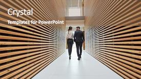  Presentation with modern - Slide set consisting of target corporation - two businessmen talking background and a coral colored foreground