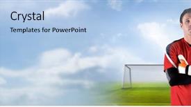  Presentation with flash - Slides with target flash - digital composite of soccer goalkeeper background and a light blue colored foreground
