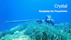  Presentation with ocean - Amazing PPT theme having target free - spearfishing in ocean backdrop and a gray colored foreground