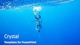  Presentation with gun - PPT layouts having target free - underwater hunter with gun dives background and a gray colored foreground