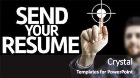  Presentation with resume - Audience pleasing slides consisting of target hr - business man pointing to black backdrop and a dark gray colored foreground