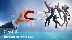  Presentation with magnet - Beautiful PPT layouts featuring target hr - businessman in recruitment concept backdrop and a teal colored foreground