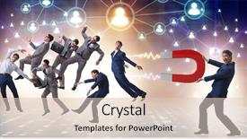  Presentation with magnet - PPT layouts with target hr - businessman in recruitment concept background and a lemonade colored foreground