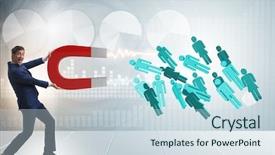  Presentation with magnet - Colorful slide deck enhanced with target hr - businessman in recruitment concept backdrop and a sky blue colored foreground