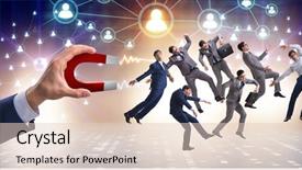  Presentation with magnet - Audience pleasing slides consisting of target hr - businessman in recruitment concept backdrop and a lemonade colored foreground