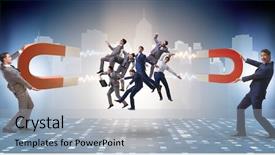  Presentation with magnet - Presentation design featuring target hr - businessman in recruitment concept background and a light blue colored foreground