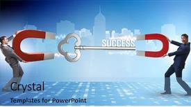  Presentation with magnet - PPT theme having target hr - businessman in recruitment concept background and a  colored foreground