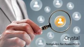  Presentation with social media network - Colorful presentation theme enhanced with target hr - businessman with magnifying glass backdrop and a light gray colored foreground