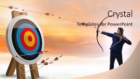  Presentation with target - Slide set enhanced with target missed - businessman aiming arrow with bow background and a lemonade colored foreground