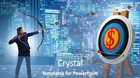  Presentation with target - Presentation theme consisting of target missed - businessman aiming arrow with bow background and a teal colored foreground