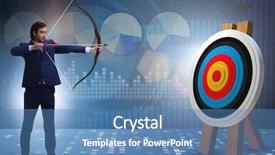  Presentation with target - Colorful presentation theme enhanced with target missed - businessman aiming arrow with bow backdrop and a teal colored foreground