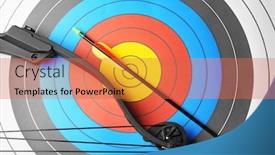  Presentation with archery - Colorful PPT layouts enhanced with target-with-bow-and-arrow backdrop and a red colored foreground