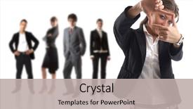  Presentation with sales business plan activities and sales target - PPT theme with target - young attractive business people background and a light gray colored foreground